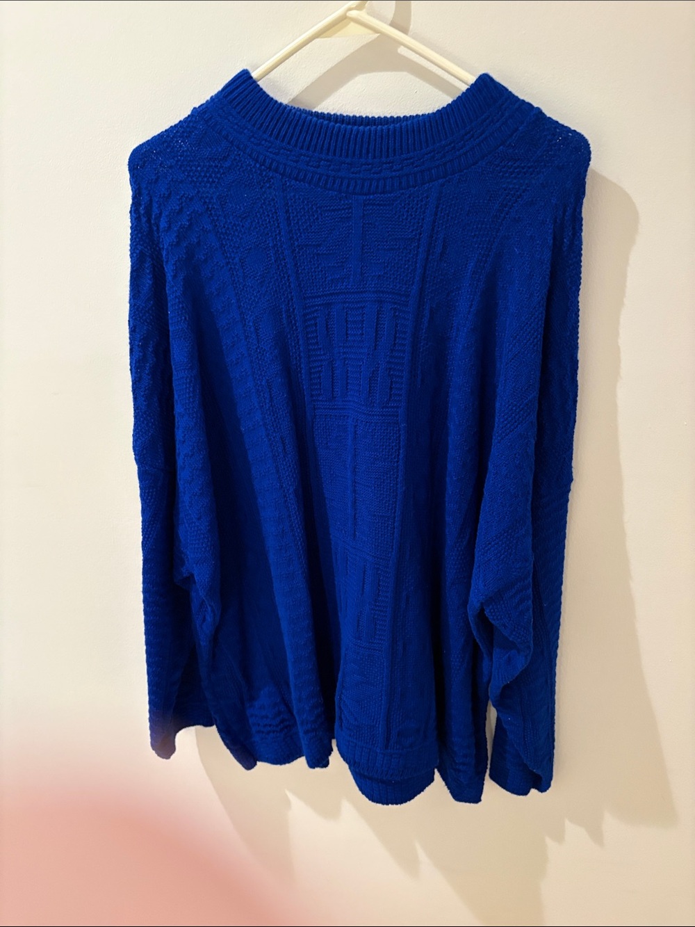 Classic Men's Cobalt Blue Textured Crewneck Sweater